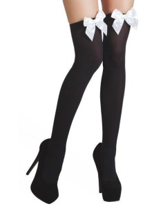 Schwarze Cabaret-Strümpfe mit Schleife - von hoher Qualität, ideal für Karneval, thematische Partys und besondere Veranstaltunge